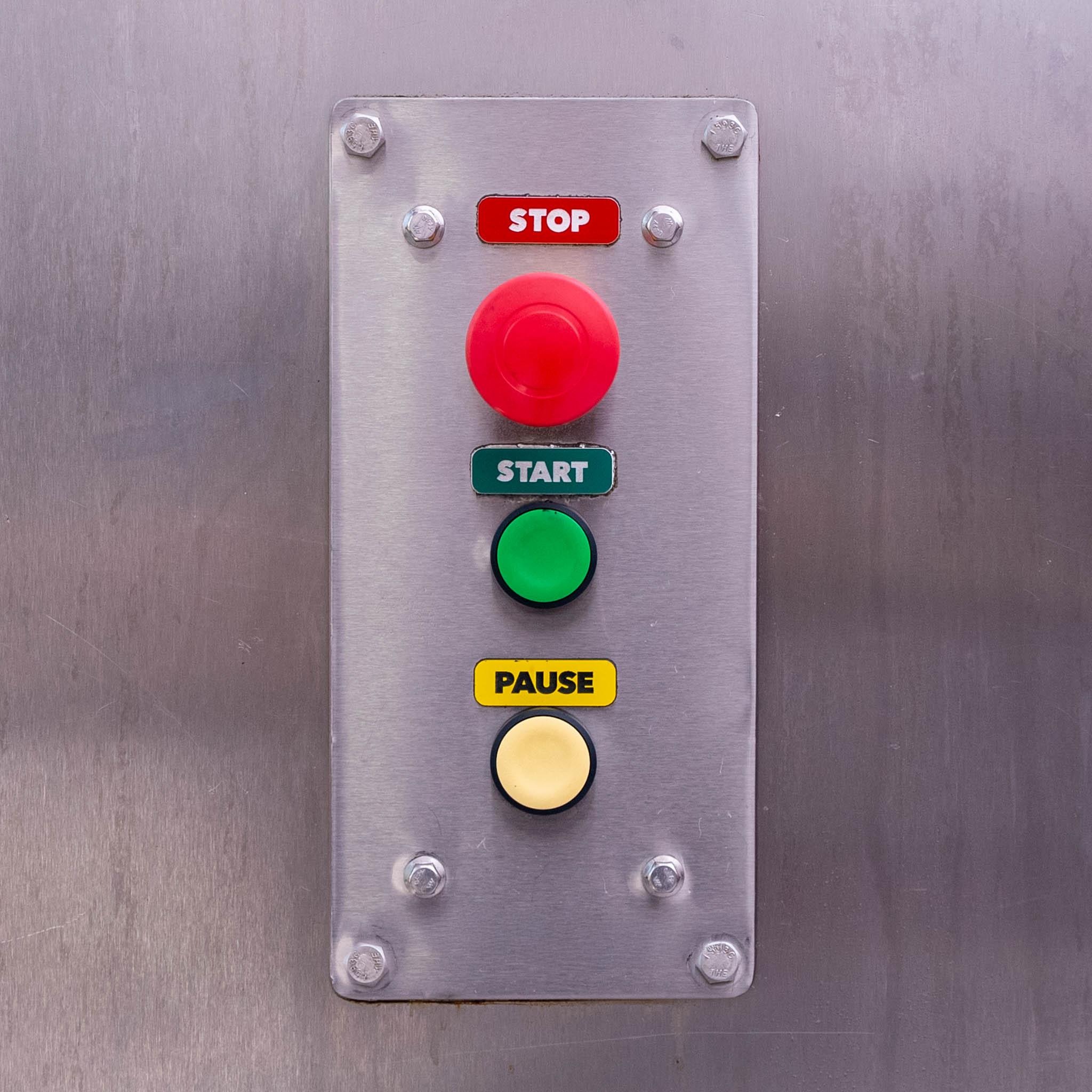 Stop start pause push buttons